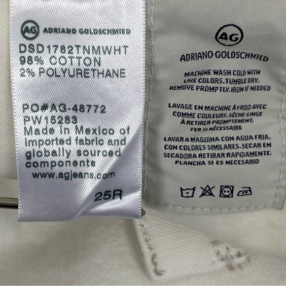 AG Adriano Goldshmied Jeans Isabelle Button Up White High Rise Crop Sz 25R - Picture 8 of 12